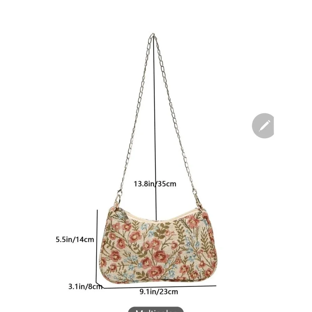 Floral Tapestry Shoulder Bag Purse Chain Strap Cottagecore Y2K‎ Aesthetic
